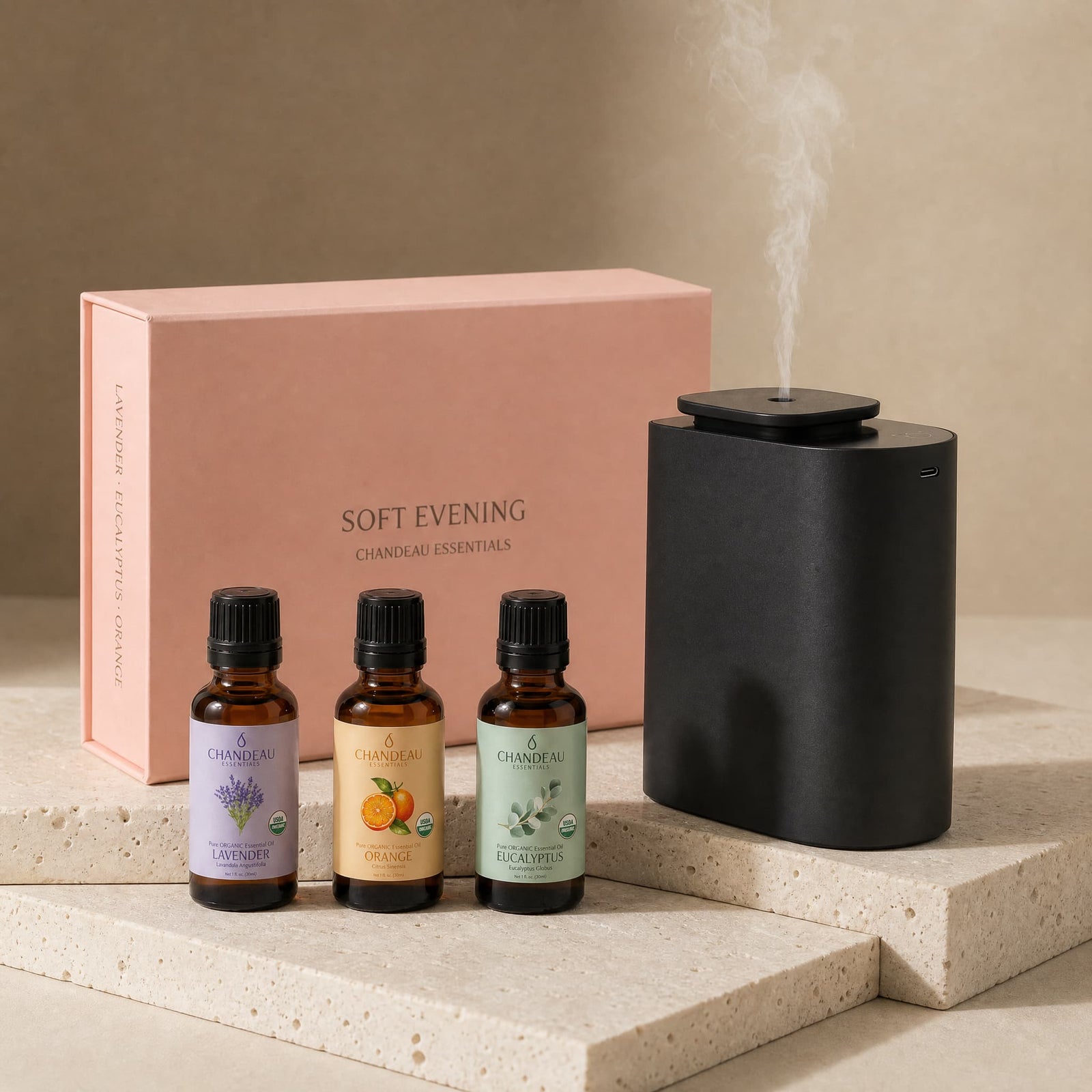 Soft Evening — Essential Oils & Diffuser Set diffuser and essential oils