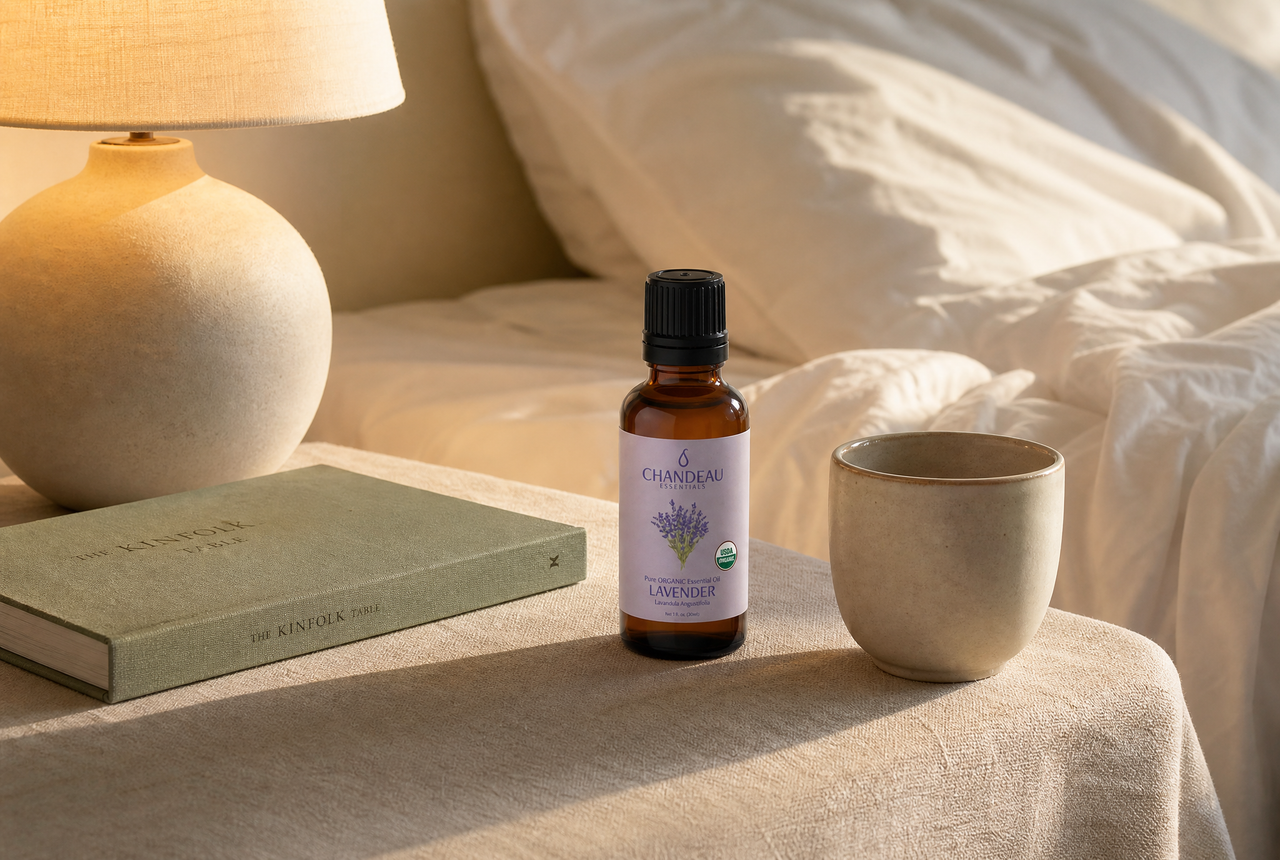 Lavender Essential Oil Pillow Spray — Misted Linen, Lamp Off, Ten Quiet Minutes